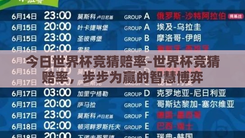 今日世界杯竞猜赔率-世界杯竞猜赔率，步步为赢的智慧博弈，步步为赢！今日世界杯竞猜赔率全解析