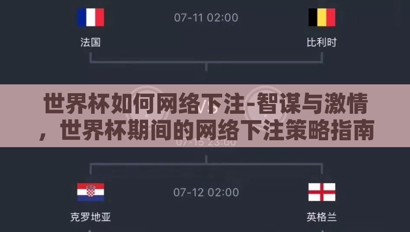 世界杯如何网络下注-智谋与激情，世界杯期间的网络下注策略指南，世界杯网络下注策略指南，智谋与激情的融合