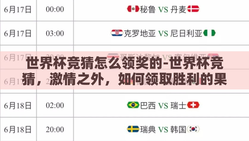 世界杯竞猜怎么领奖的-世界杯竞猜，激情之外，如何领取胜利的果实？揭秘世界杯竞猜领奖全攻略，激情之外，收获胜利的果实！