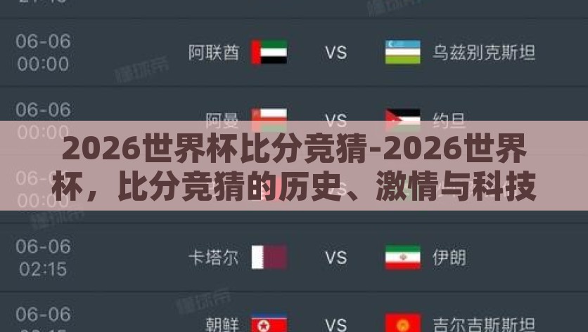 2026世界杯比分竞猜-2026世界杯，比分竞猜的历史、激情与科技融合，2026世界杯，比分竞猜的历史、激情与科技融合
