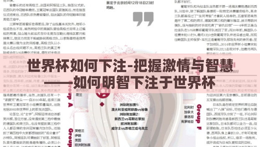 世界杯如何下注-把握激情与智慧——如何明智下注于世界杯，智博激情，世界杯足球赛的明智下注指南