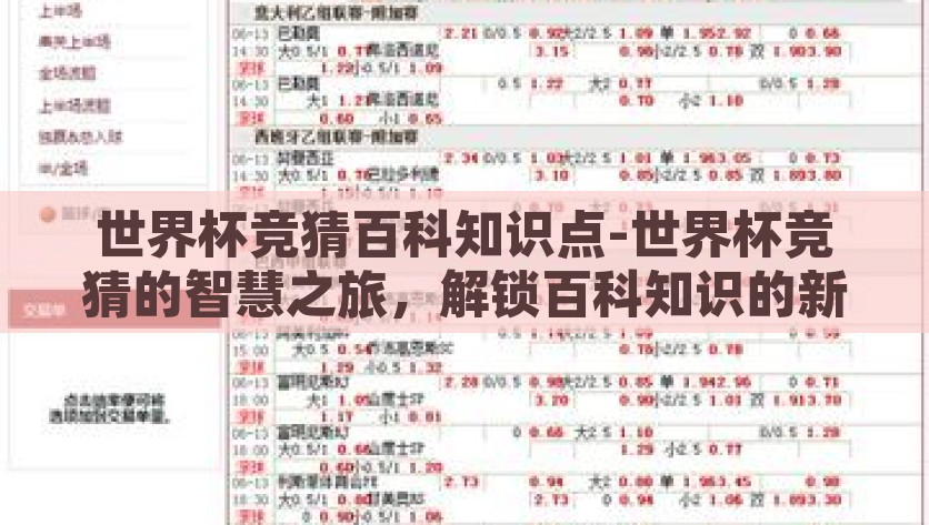 世界杯竞猜百科知识点-世界杯竞猜的智慧之旅，解锁百科知识的新篇章，运动经济学解锁者，世界杯竞猜的智慧之旅