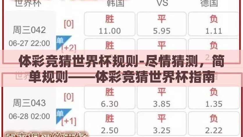体彩竞猜世界杯规则-尽情猜测，简单规则——体彩竞猜世界杯指南，体彩竞猜世界杯，简单规则下的激情猜测之旅