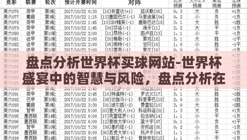 盘点分析世界杯买球网站-世界杯盛宴中的智慧与风险，盘点分析在线足球竞猜与投注网站，智慧与风险的交汇，世界杯买球网站的利弊大盘点