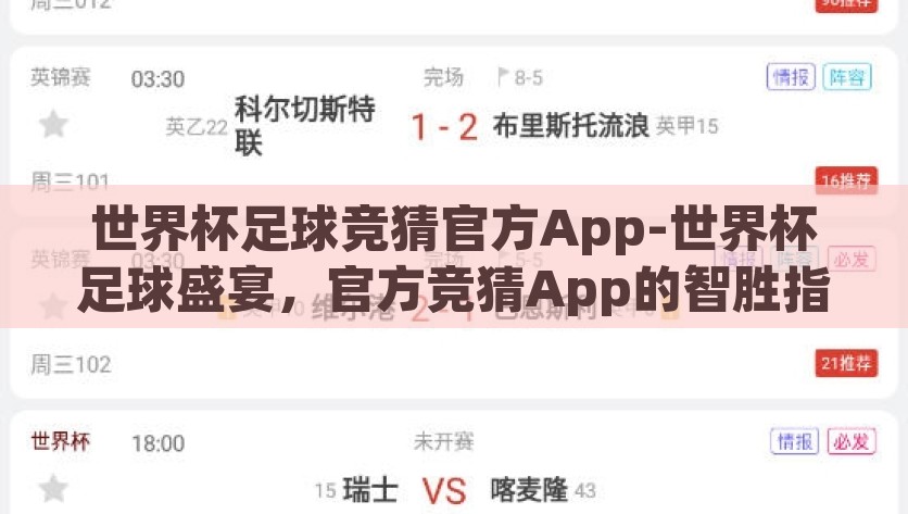 世界杯足球竞猜官方App-世界杯足球盛宴，官方竞猜App的智胜指南，智胜世界杯，官方竞猜App的足球盛宴指南