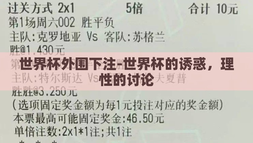 世界杯外围下注-世界杯的诱惑，理性的讨论，理性探讨，世界杯外围下注的诱人陷阱与公众理性观照