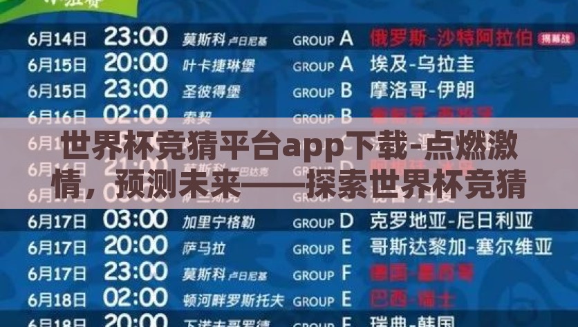 世界杯竞猜平台app下载-点燃激情，预测未来——探索世界杯竞猜平台APP的魅力与价值，探索，下载世界杯竞猜平台APP，点燃激情，预测未来之魅力与价值