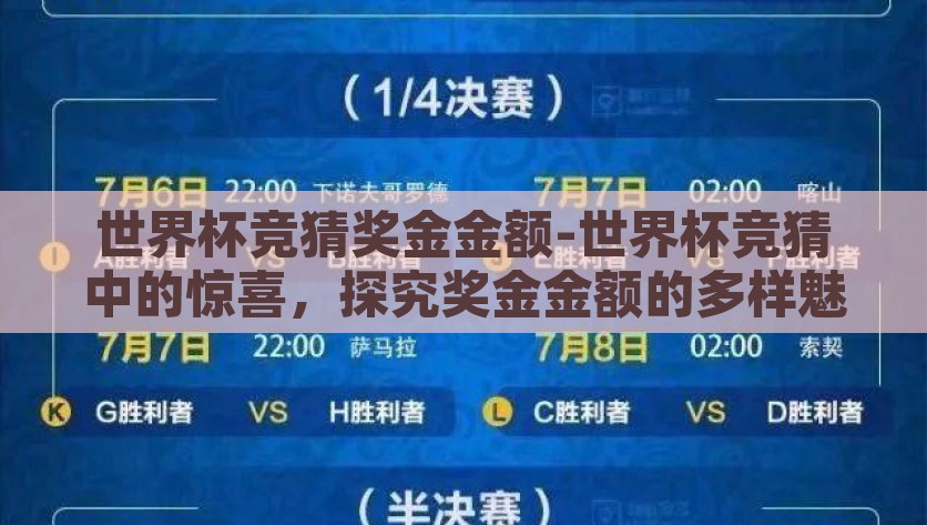 世界杯竞猜奖金金额-世界杯竞猜中的惊喜，探究奖金金额的多样魅力，探究世界杯竞猜，解锁奖金金额的多样惊喜